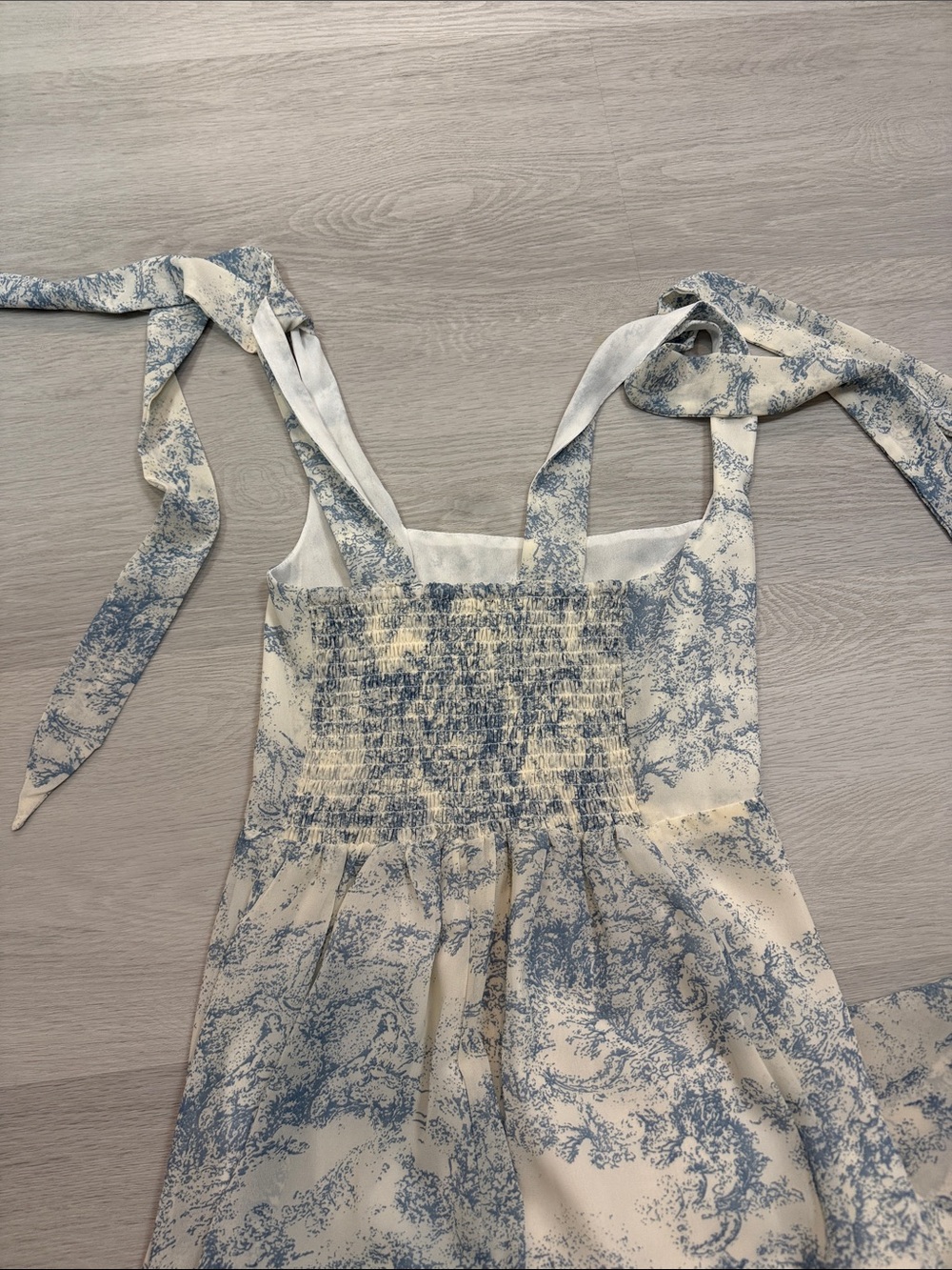 Women's Blue & White Tie-Shoulder Maxi Dress - Picture 5 of 6